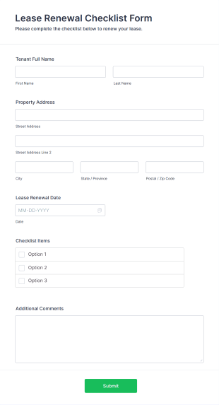 Lease Renewal Checklist Form Form Template
