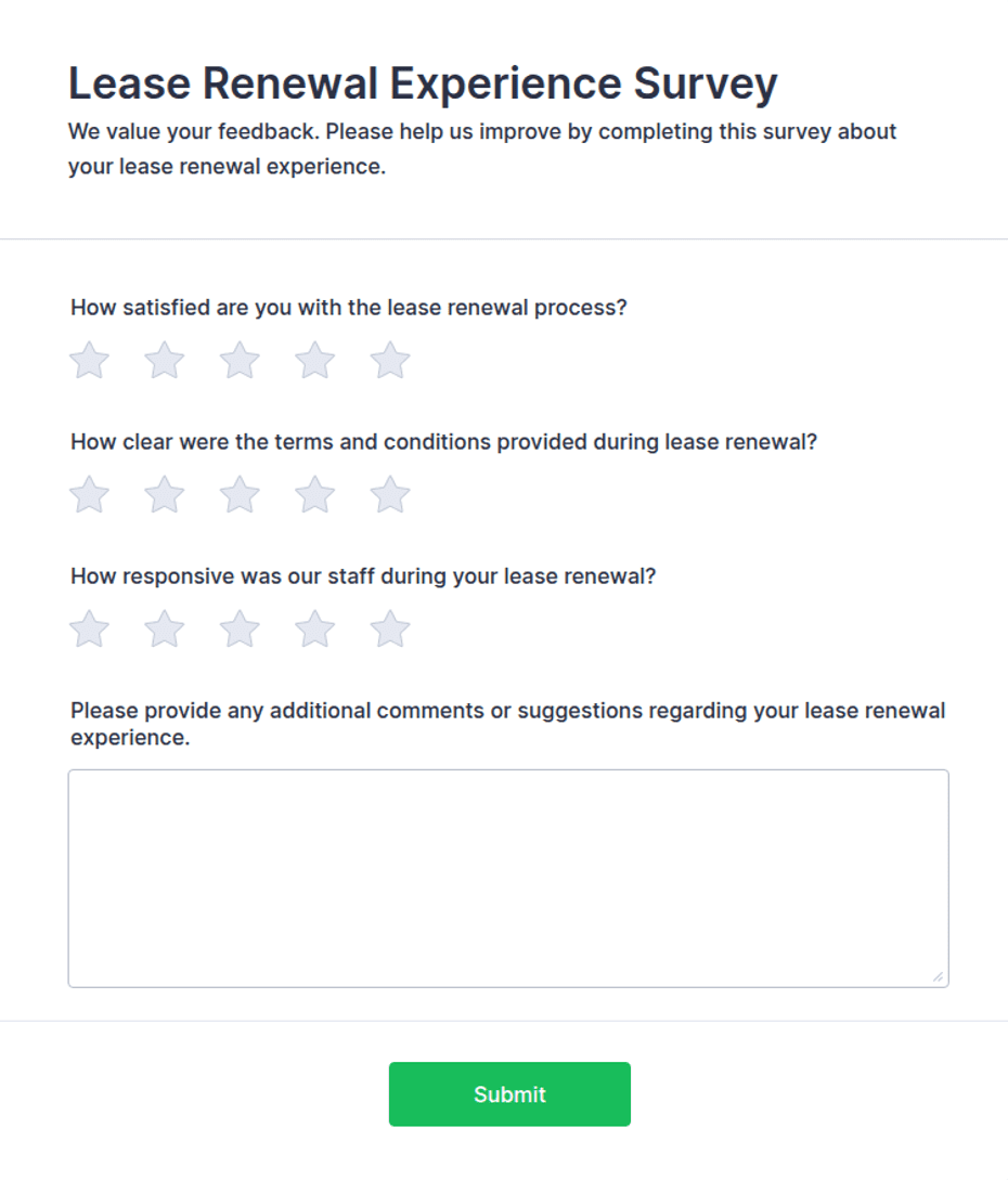 Lease Renewal Experience Survey Form Template | Jotform