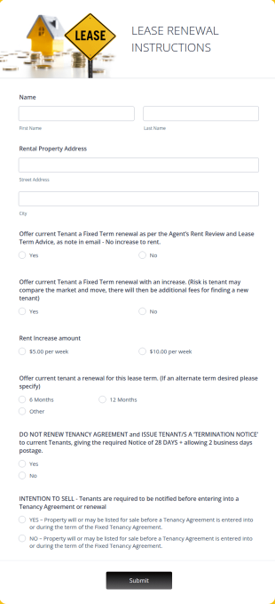 Lease Renewal Instructions Form Template