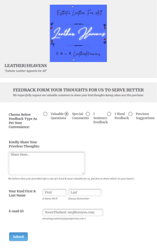 LEATHER|HEAVENS Feedback Form Template