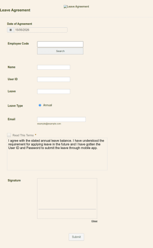 Leave Agreement Form Template