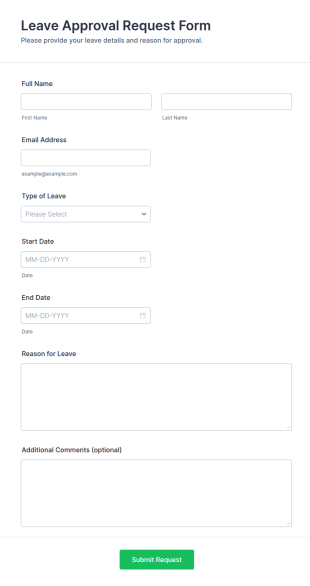 Leave Approval Request Form Template