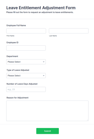Leave Entitlement Adjustment Form Template