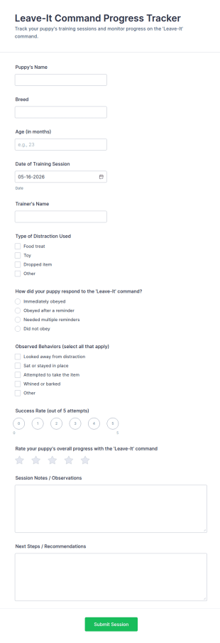 Leave It Command Progress Tracker Form Template