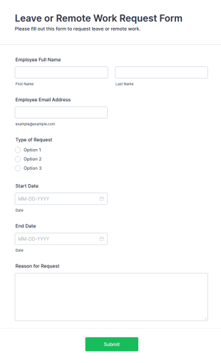 Leave Or Remote Work Request Form Template