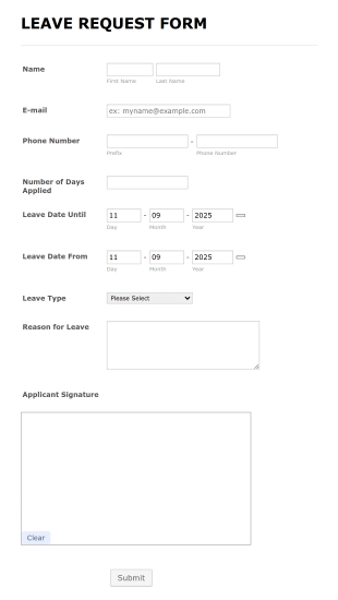 Leave Petition Form Template