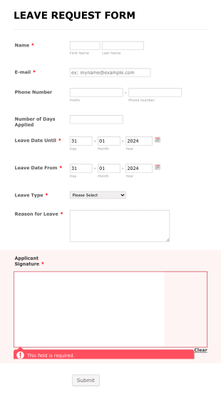 Leave Petition Form Template
