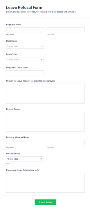 Leave Refusal Form Template