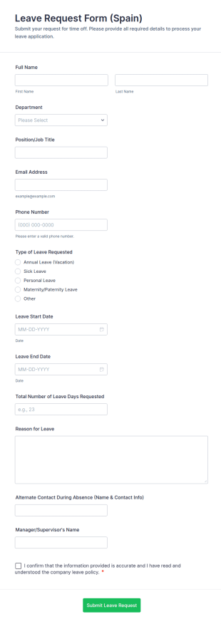 Leave Request Form (Spain)