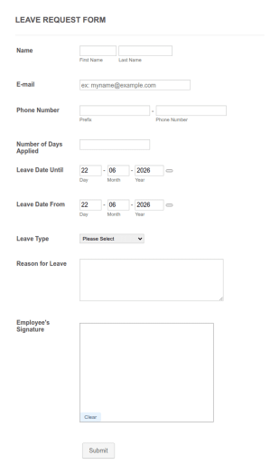 Leave Request Form Template