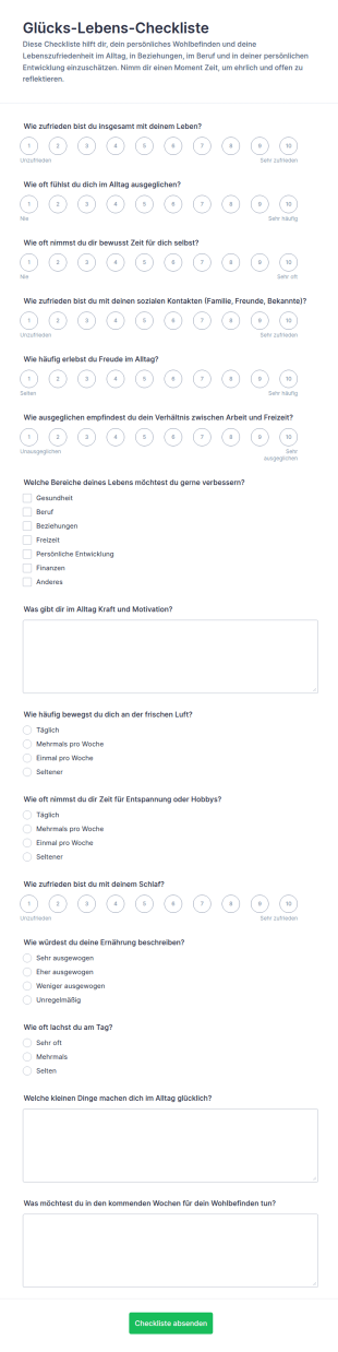 Lebensfreude Checkliste