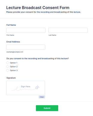 Lecture Broadcast Consent Form Template