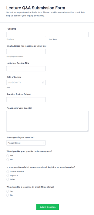 Lecture Q&A Submission Form Template