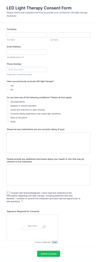 LED Light Therapy Consent Form Template