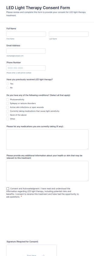 LED Light Therapy Consent Form Template