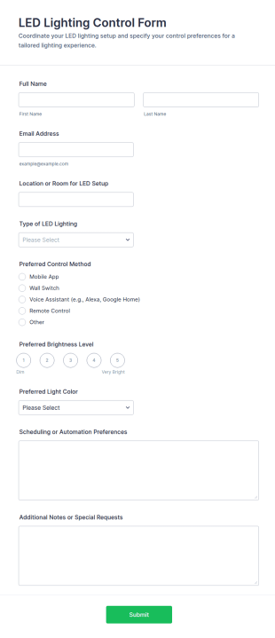 LED Lighting Control Form Template