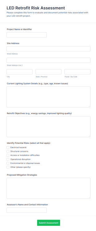 LED Retrofit Risk Assessment Form Template