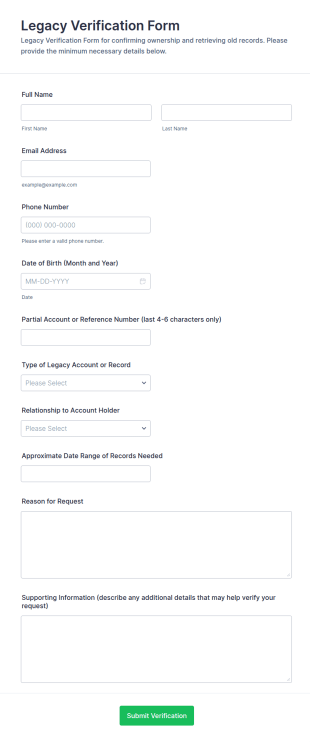Legacy Verification Form Template