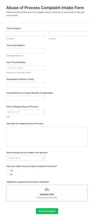 Legal Abuse Of Process Complaint Form Template
