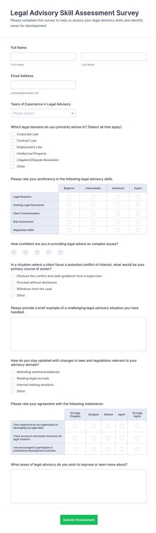 Legal Advisory Skill Assessment Survey Form Template