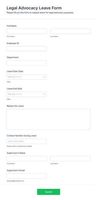 Legal Advocacy Leave Form Template
