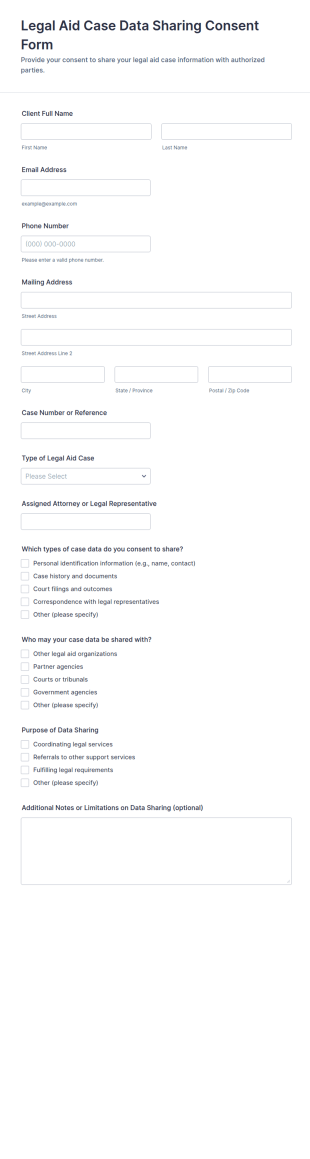 Legal Aid Case Data Sharing Consent Form Template