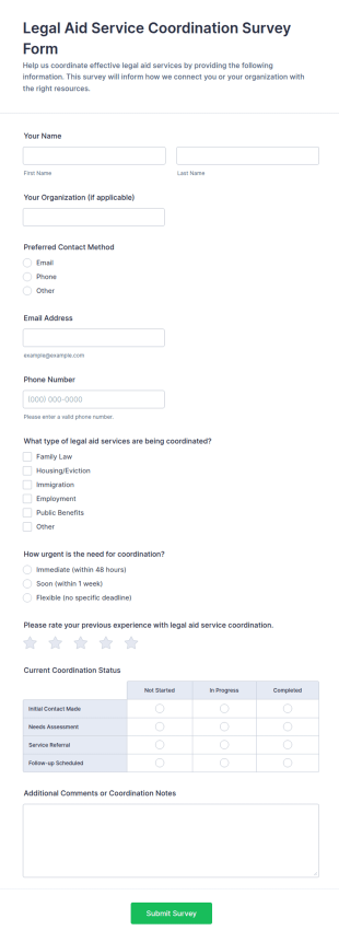 Legal Aid Service Coordination Survey Form Template