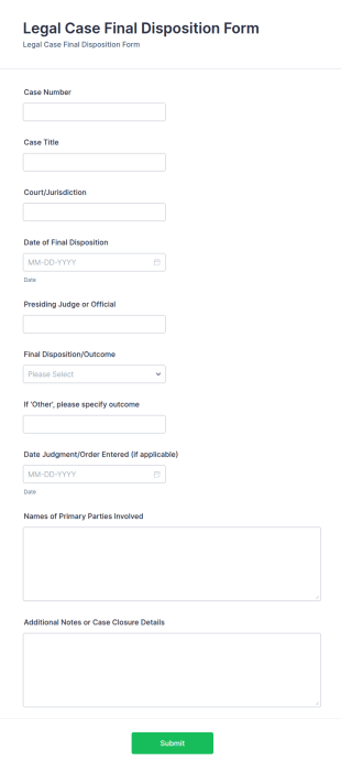Legal Case Final Disposition Form Template