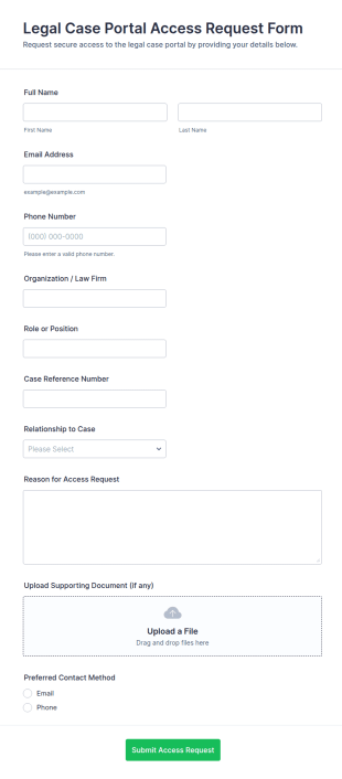 Legal Case Portal Access Request Form Template
