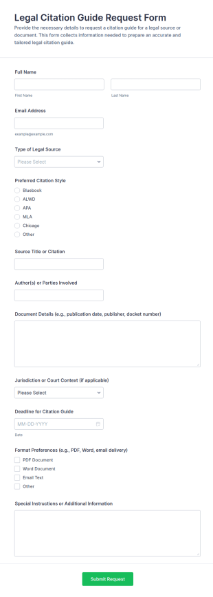 Legal Citation Guide Request Form Template