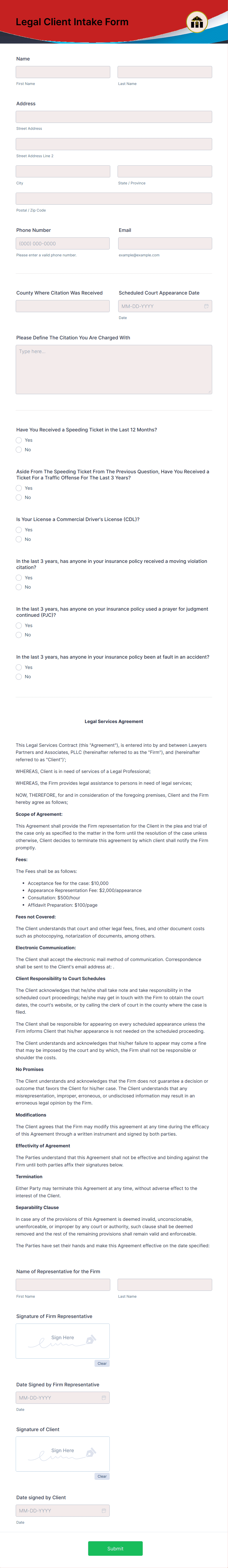 Legal Client Intake Form Template | Jotform