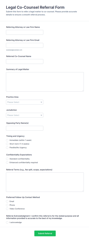 Legal Co Counsel Referral Form Template