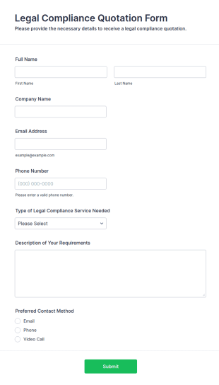 Legal Compliance Quotation Form Template