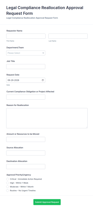 Legal Compliance Reallocation Approval Request Form Template