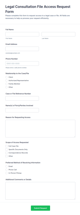 Legal Consultation File Access Request Form Template