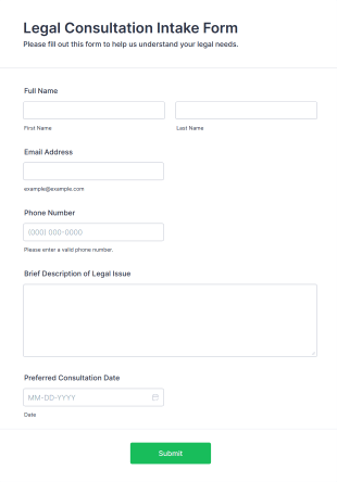 Legal Consultation Intake Form Template