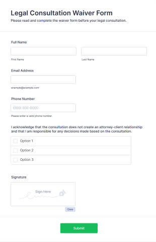 Legal Consultation Waiver Form Template