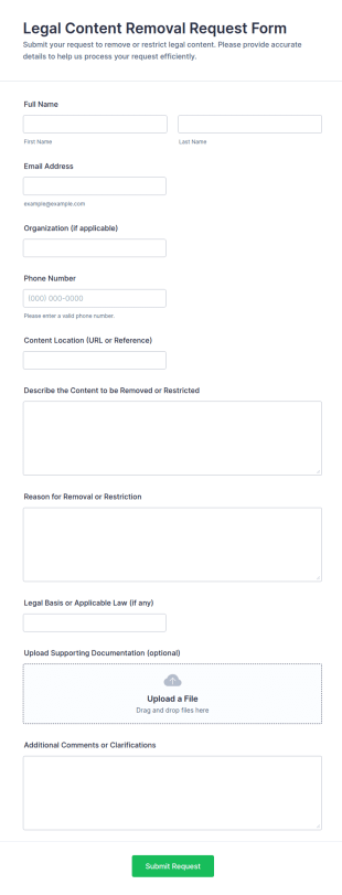 Legal Content Removal Request Form Template