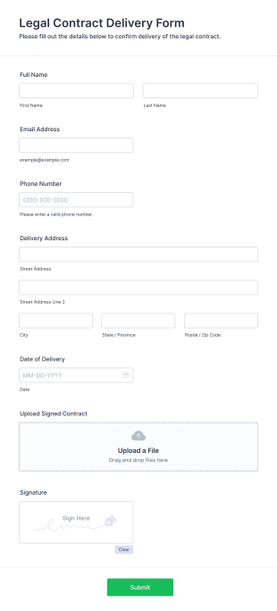 Legal Contract Delivery Form Template