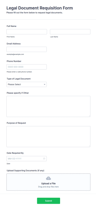 Legal Document Requisition Form Template
