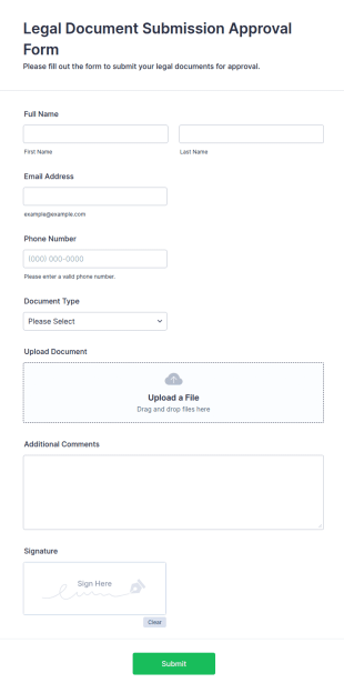 Legal Document Submission Approval Form Template