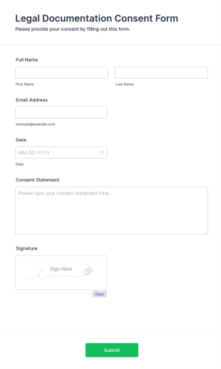 Legal Documentation Consent Form Template