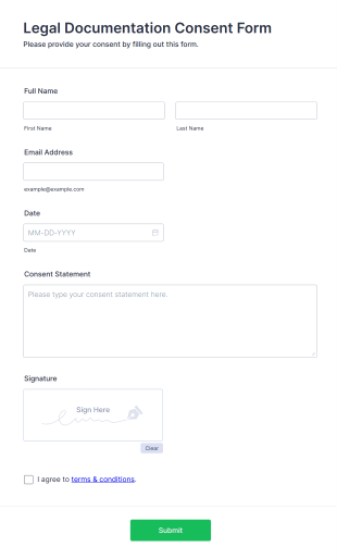 Legal Documentation Consent Form Form Template