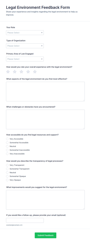 Legal Environment Feedback Form Template