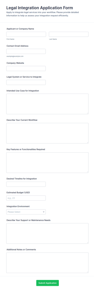 Legal Integration Application Form Template
