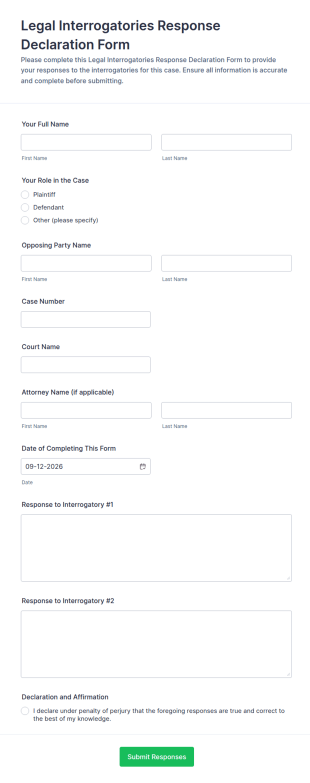 Legal Interrogatories Response Declaration Form Template
