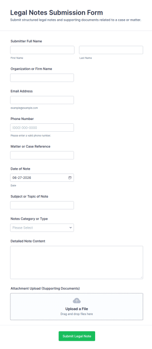 Legal Notes Submission Form Template