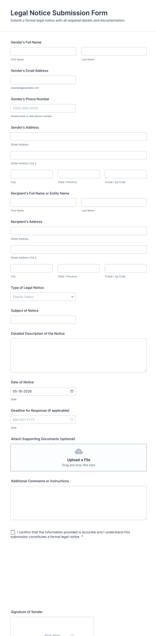 Legal Notice Submission Form Template