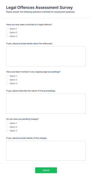 Legal Offences Assessment Survey Form Template