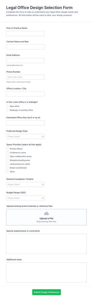 Legal Office Design Selection Form Template